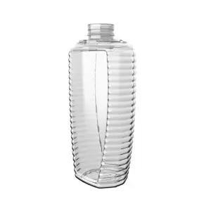 PET-Flasche SQUEEZI-BEE mit seitlicher Rillenstruktur.