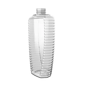 PET-Flasche SQUEEZI-BEE mit seitlicher Rillenstruktur.