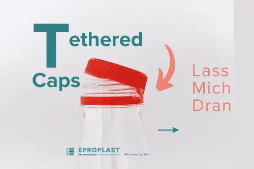 PET bottle with a tethered cap