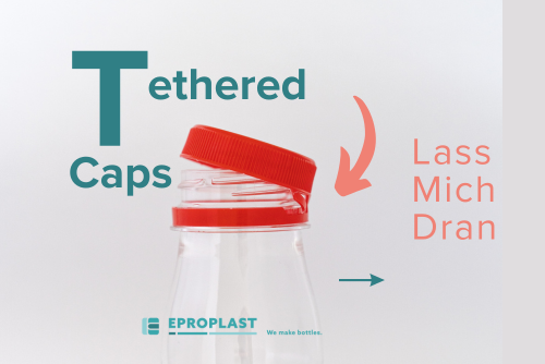 PET bottle with a tethered cap