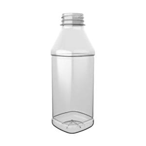 EPROJUICE SQUARE PET-Flasche von EPROPLAST in quadratischer Form.