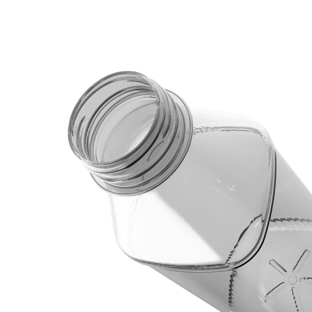 EPROJUICE SQUARE PET-Flasche von EPROPLAST in quadratischer Form.