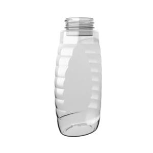 PET-Flasche HONEY OVAL seitlich mit kleinen Rundungen.