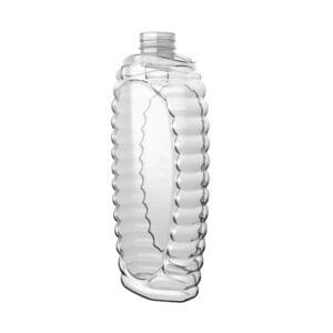 PET-Flasche SQUEEZI-WAVE mit seitlicher Wellenstruktur.