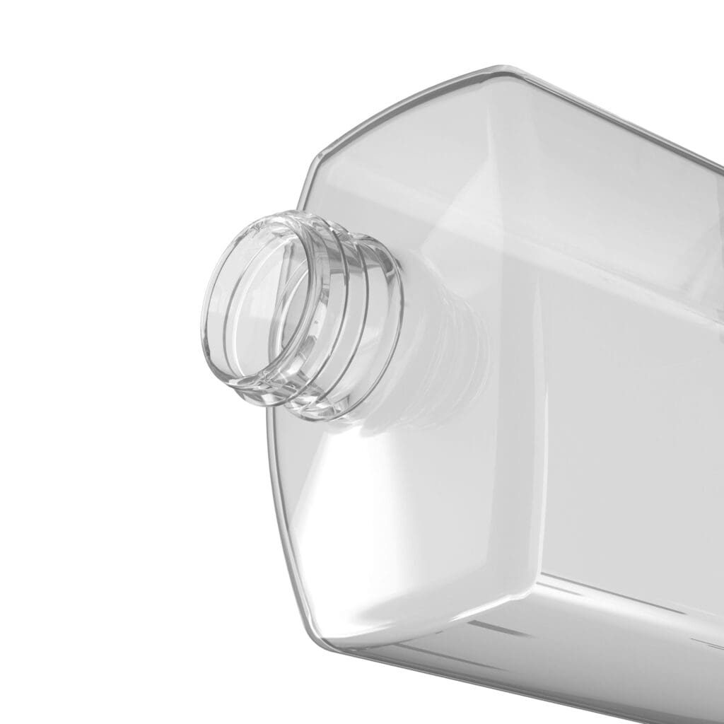 PET-Rechteckflasche EPROSQUARE FLAT von EPROPLAST zum Befüllen mit Kosmetik.