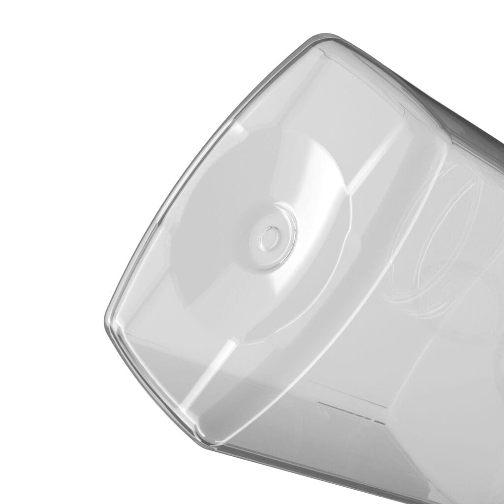 PET-Rechteckflasche EPROSQUARE FLAT von EPROPLAST zum Befüllen mit Kosmetik.