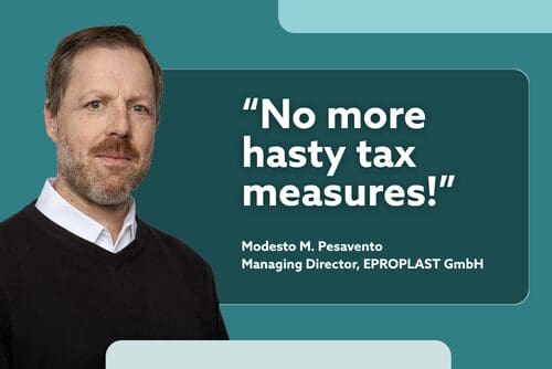 Plastiksteuer 2027: Modesto M. Pesavento, Geschäftsführer EPROPLAST, bezieht Stellung zum Gesetzentwurf.