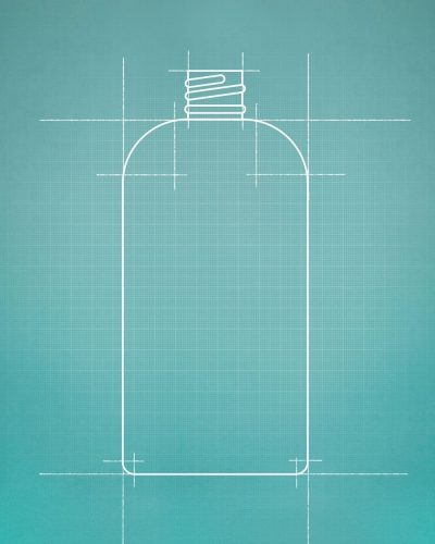 Konstruktionszeichnung der PET-Flasche Boston Round.