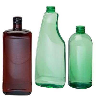 rpet-recycling-russfreie-farben-carbon-free-pet-eproplast Flaschen mit recyclingfähigen Farben eingefärbt.